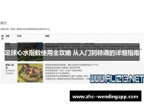 足球心水指数使用全攻略 从入门到精通的详细指南
