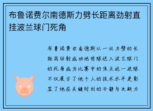 布鲁诺费尔南德斯力劈长距离劲射直挂波兰球门死角 布鲁诺费尔南德斯力劈长距离劲射直挂波兰球门死角